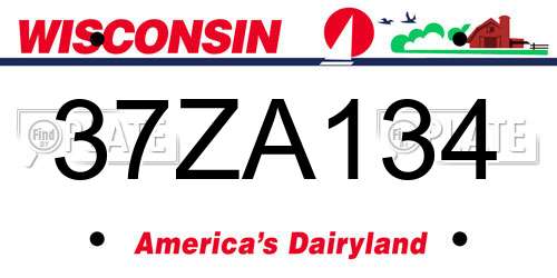 37ZA134 Wisconsin License Plate