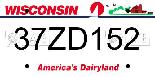 37ZD152 Wisconsin License Plate