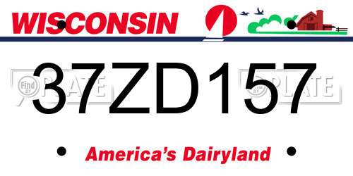 37ZD157 Wisconsin License Plate