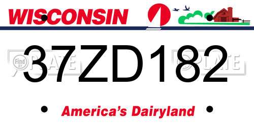 37ZD182 Wisconsin License Plate