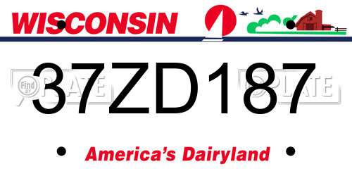 37ZD187 Wisconsin License Plate