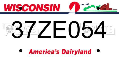37ZE054 Wisconsin License Plate