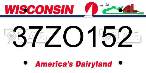 37ZO152 Wisconsin License Plate