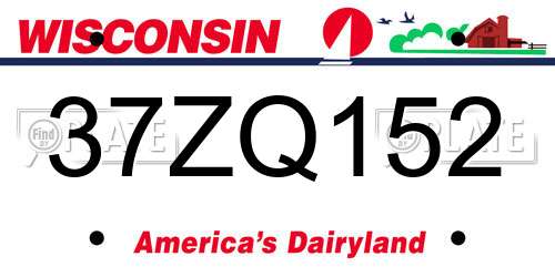 37ZQ152 Wisconsin License Plate