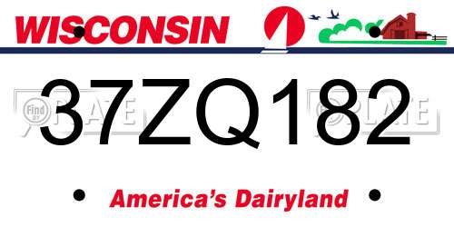 37ZQ182 Wisconsin License Plate