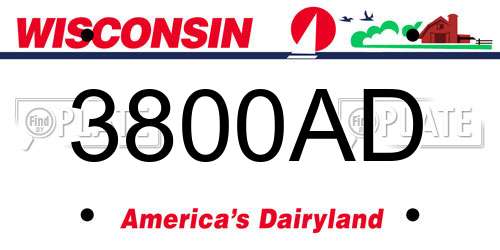 3800AD Wisconsin License Plate