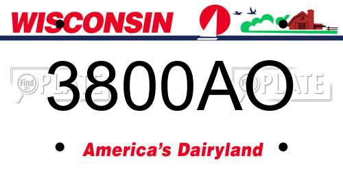 3800AO Wisconsin License Plate