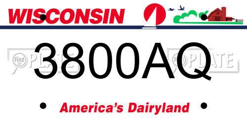 3800AQ Wisconsin License Plate