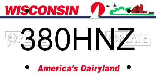 380HNZ Wisconsin License Plate