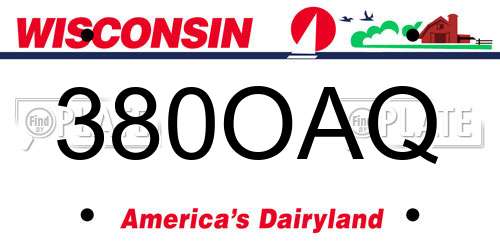 380OAQ Wisconsin License Plate