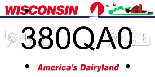380QA0 Wisconsin License Plate