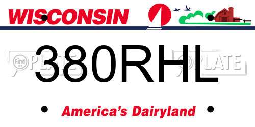 380RHL Wisconsin License Plate