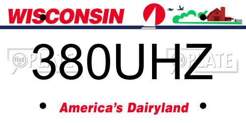 380UHZ Wisconsin License Plate