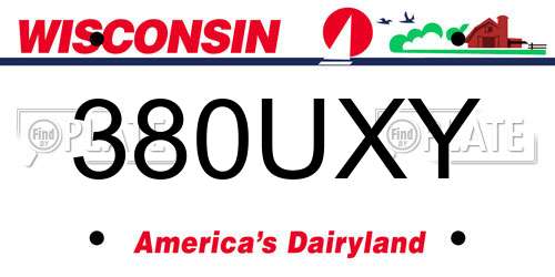380UXY Wisconsin License Plate