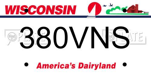 380VNS Wisconsin License Plate