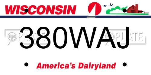 380WAJ Wisconsin License Plate