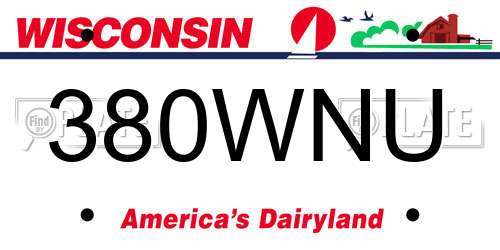 380WNU Wisconsin License Plate