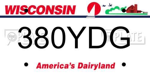 380YDG Wisconsin License Plate