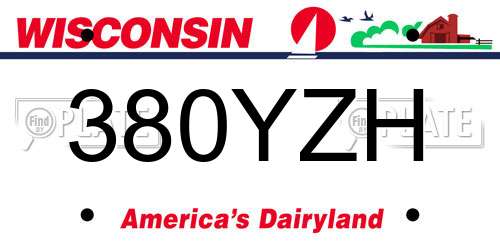 380YZH Wisconsin License Plate