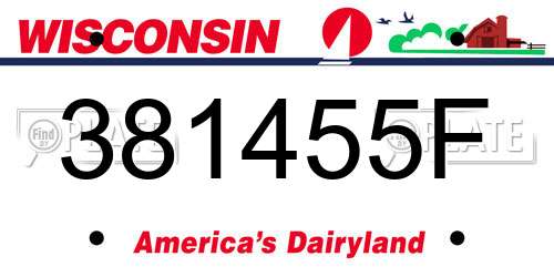 381455F Wisconsin License Plate