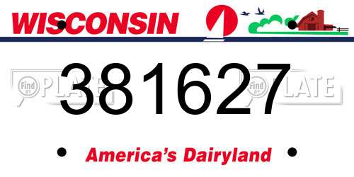 381627 Wisconsin License Plate