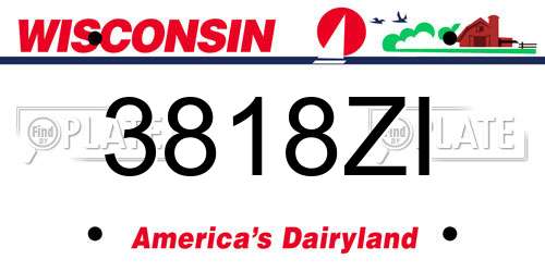 3818ZI Wisconsin License Plate