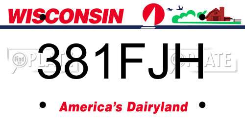 381FJH Wisconsin License Plate