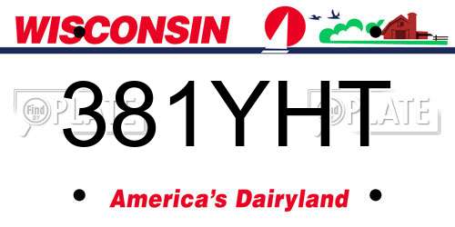 381YHT Wisconsin License Plate