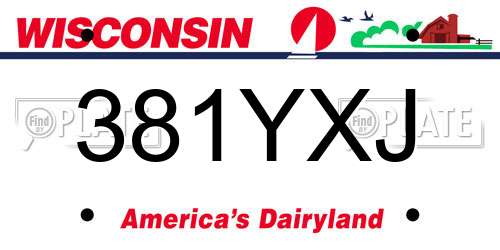 381YXJ Wisconsin License Plate