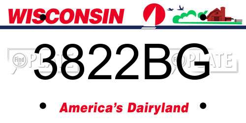 3822BG Wisconsin License Plate