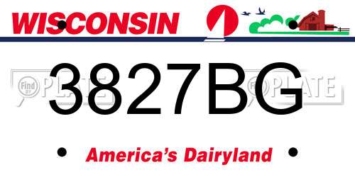 3827BG Wisconsin License Plate