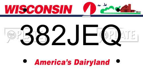 382JEQ Wisconsin License Plate