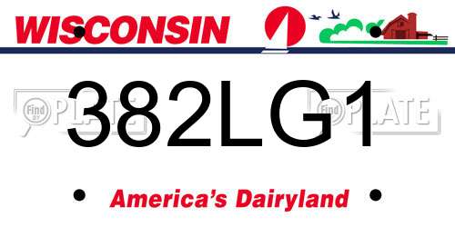 382LG1 Wisconsin License Plate
