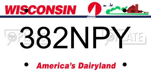 382NPY Wisconsin License Plate