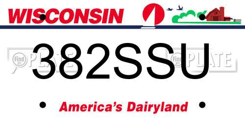 382SSU Wisconsin License Plate