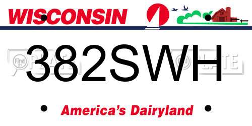 382SWH Wisconsin License Plate