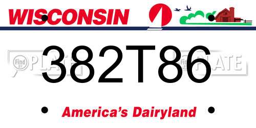 382T86 Wisconsin License Plate