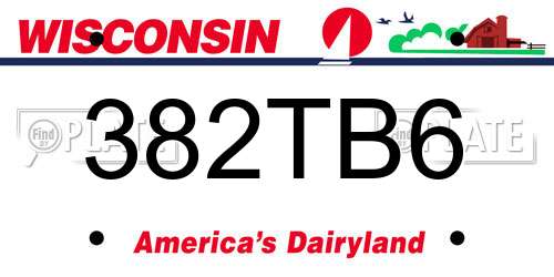382TB6 Wisconsin License Plate