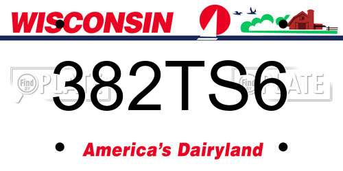 382TS6 Wisconsin License Plate
