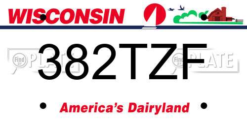 382TZF Wisconsin License Plate