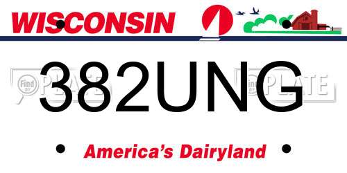 382UNG Wisconsin License Plate