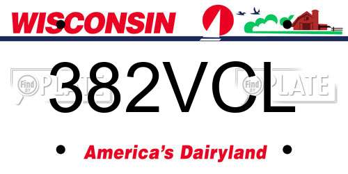 382VCL Wisconsin License Plate