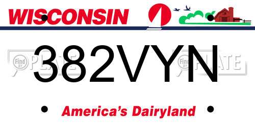 382VYN Wisconsin License Plate