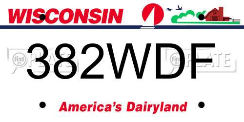 382WDF Wisconsin License Plate