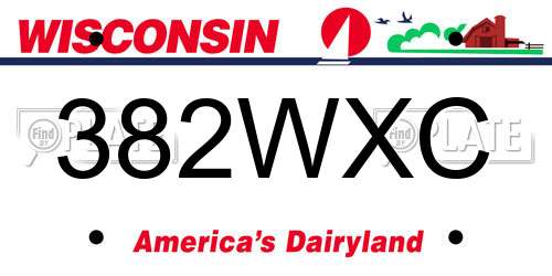 382WXC Wisconsin License Plate