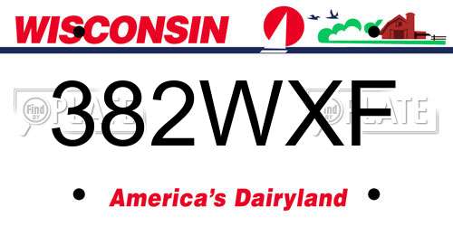 382WXF Wisconsin License Plate