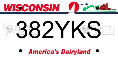 382YKS Wisconsin License Plate