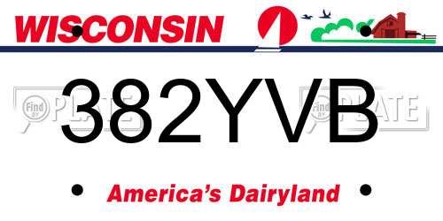 382YVB Wisconsin License Plate