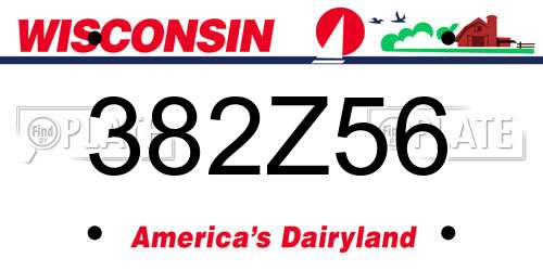 382Z56 Wisconsin License Plate