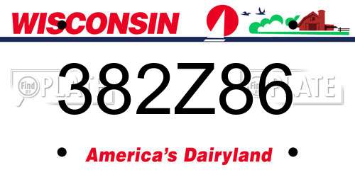 382Z86 Wisconsin License Plate